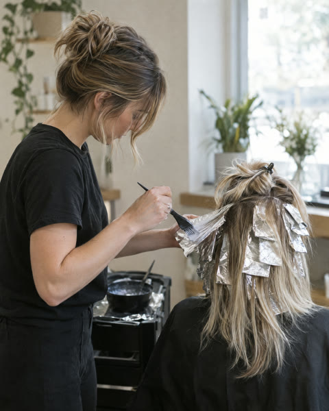 A colourist painting highlights into foils.